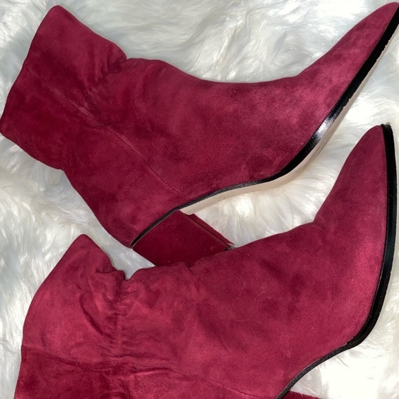 Sole Society Wine Suede Scrunch Booties Size 8.5 - Picture 7 of 9